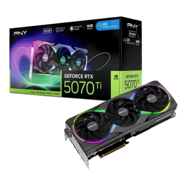PNY GeForce RTX 5070 Ti EPIC-X RGB Overclocked Triple Fan Plus 750 Watts 16GB GDDR7 Graphics Card